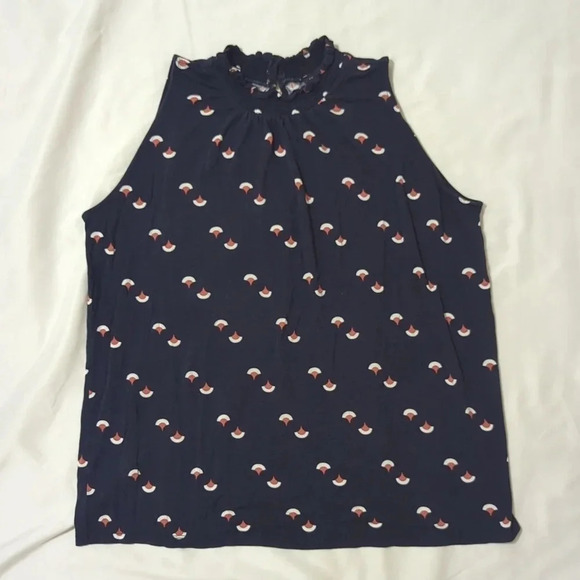 Ann Taylor Sleeveless Top, Color Blue/White/Tan Size XS - Picture 1 of 13